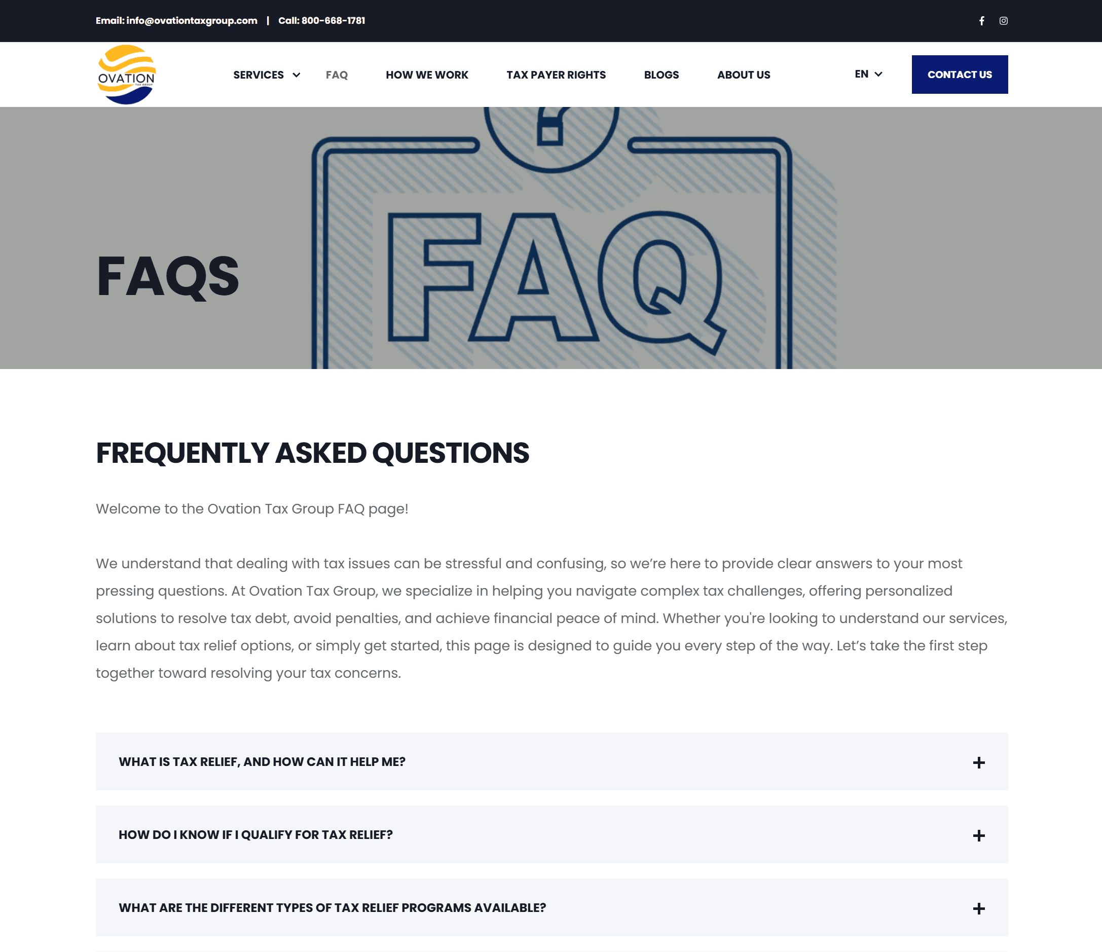 Tax debt consultant services page