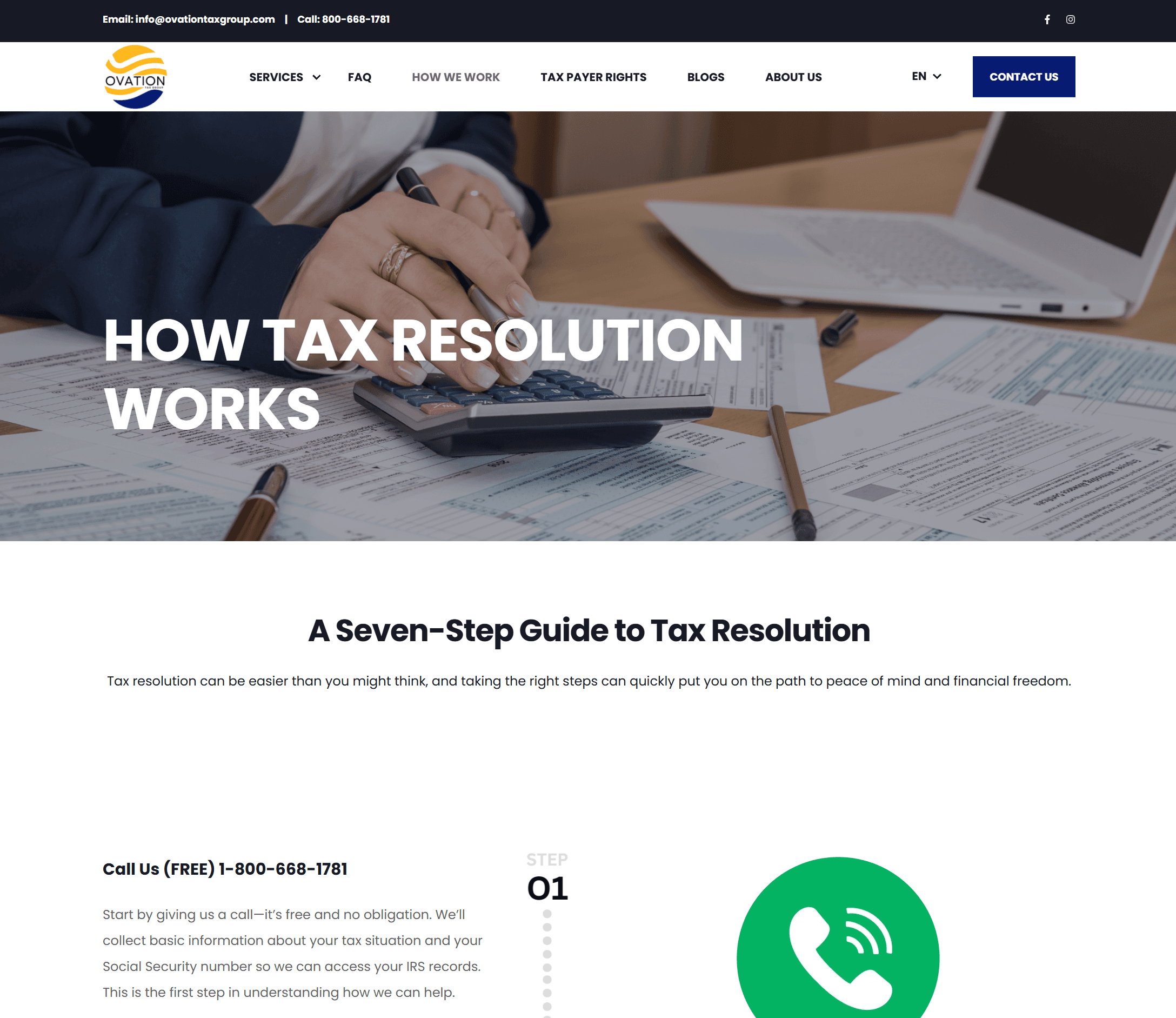 Tax debt consultant web page