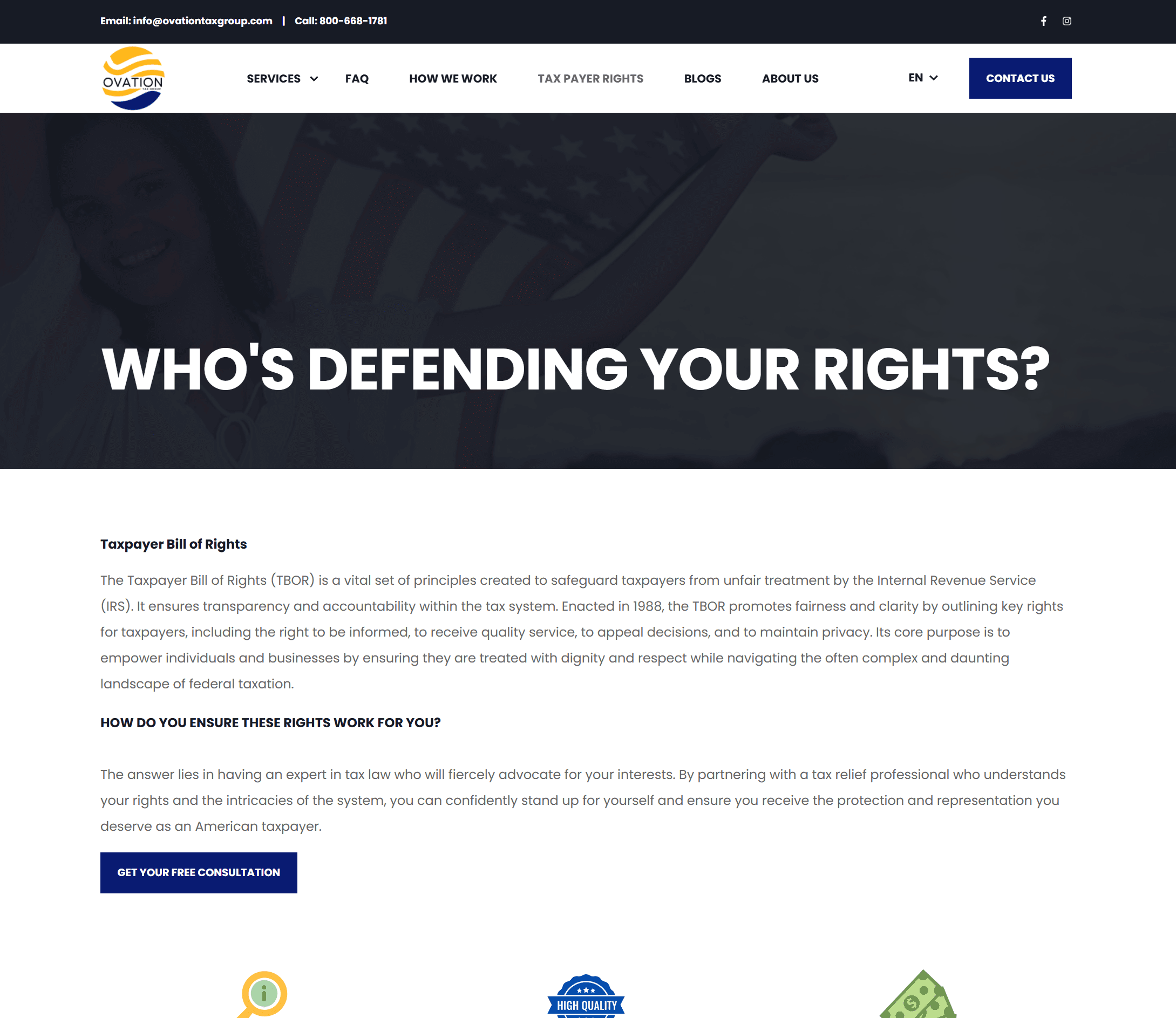 Tax debt consultant lead generation page