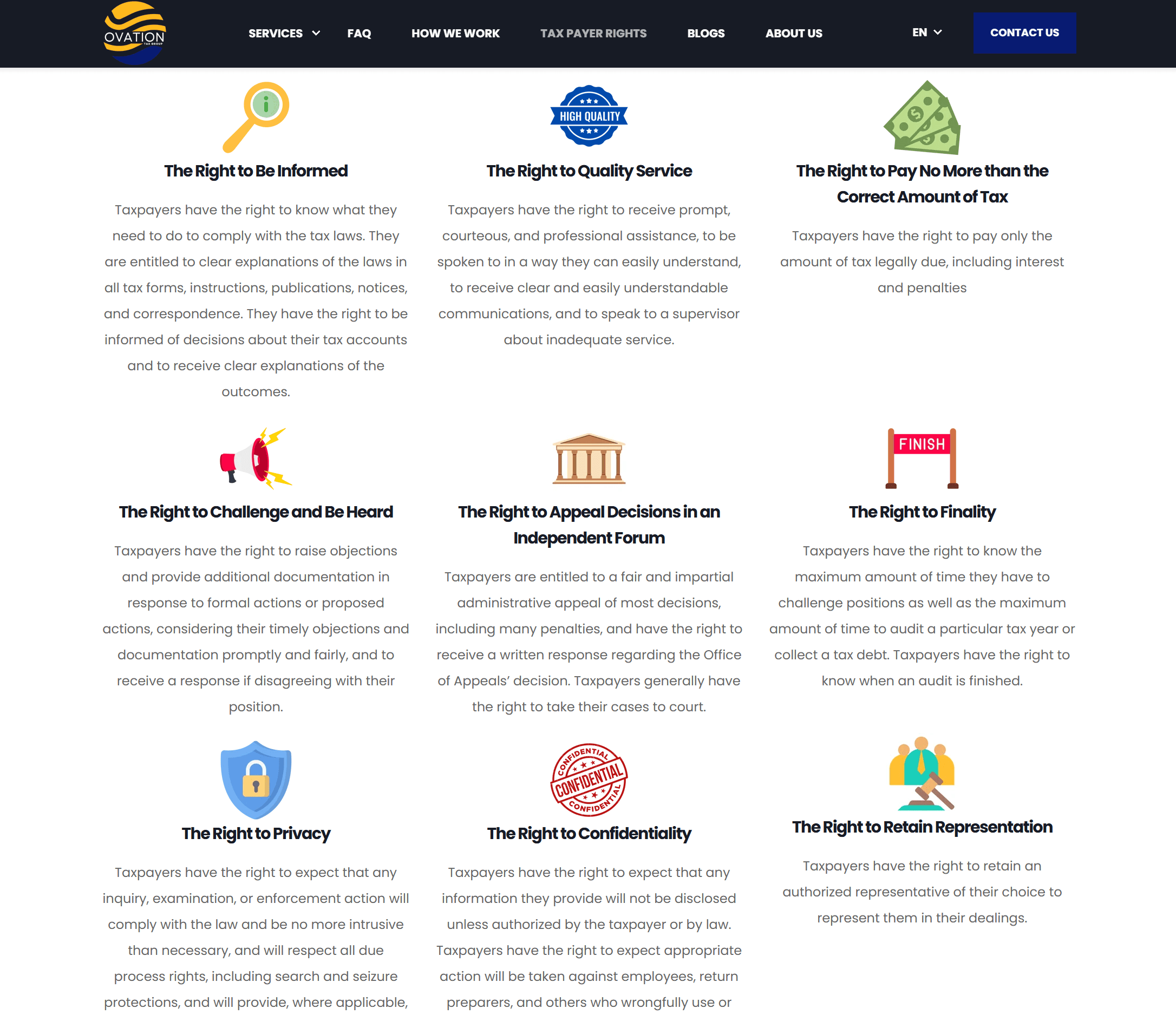 Tax debt consultant service website structure