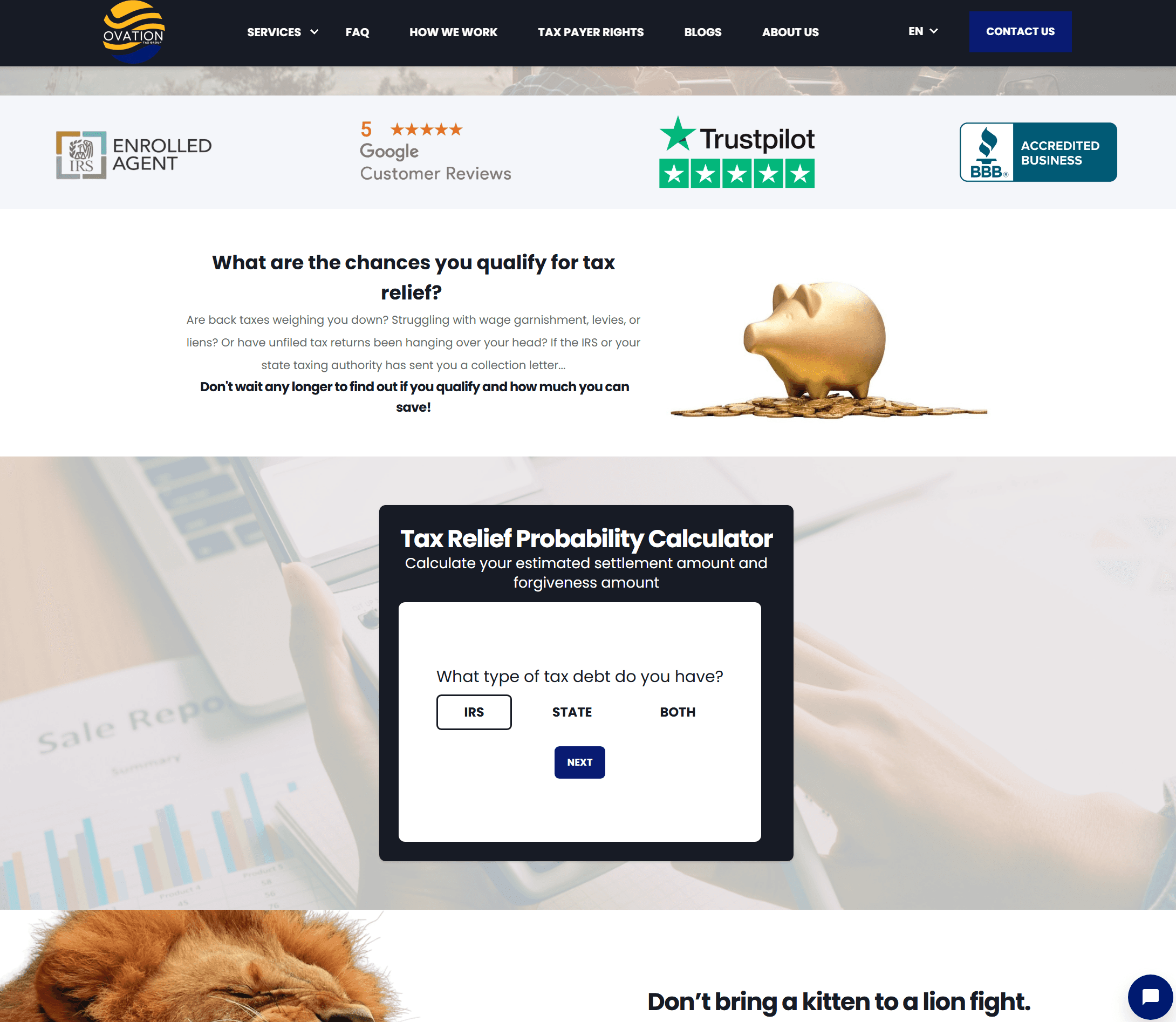 Tax debt calculator component