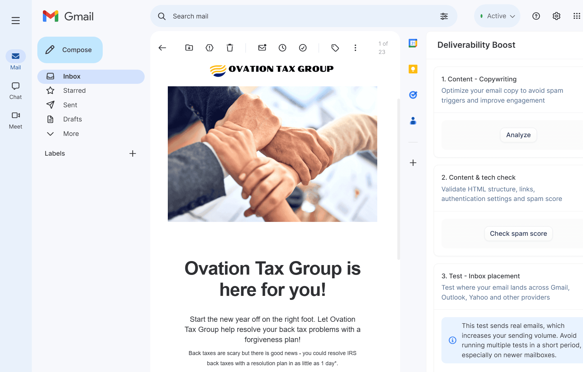 Tax debt email campaign message design