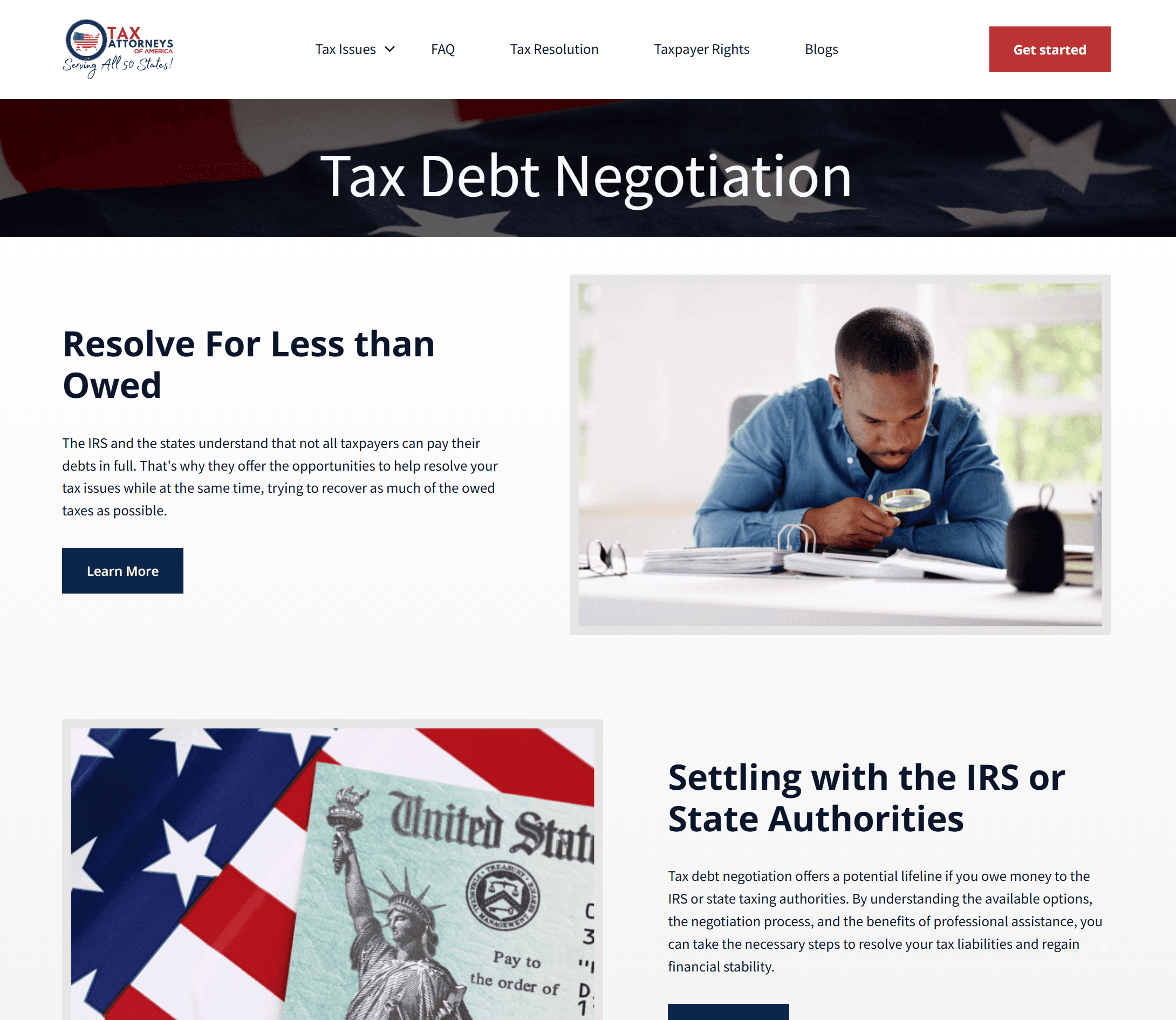 Tax shop network tax debt resource page